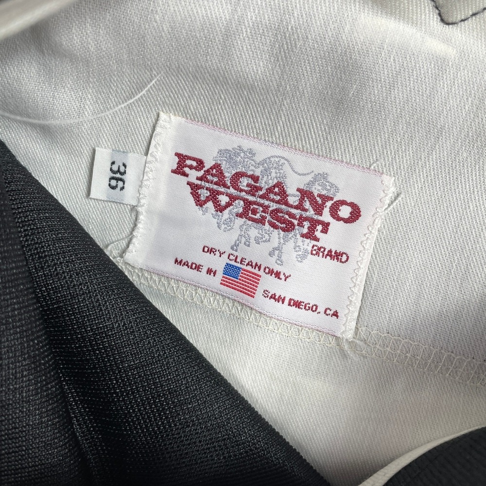 VTG Pagano West Western Suit Mens Black Textured 2PC Blazer 42R Trousers 34 - Picture 10 of 16